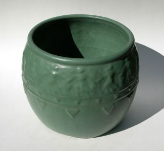 ZANESVILLE Mission Arts & Crafts Pottery Matte Green 600 Egyptian Jardiniere EX 3