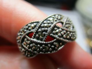 Sterling Silver 925 Estate Vintage Braided Weave Marcasite Band Ring Size 6.  75