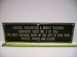 Vintage 1953 Chicago,  Burlington & Quincy Railroad Equipment Sign Plaque