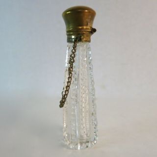 Antique Victorian Perfume Vial Zipper Cut Glass Crystal Scent Bottle Chatelaine