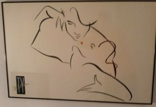 Ty Wilson The Kiss Print Vintage Large Size 24 X36 Framed