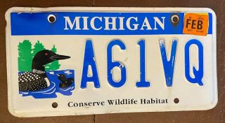 Michigan 2007 Conserve Wildlife Habitat Graphic License Plate A61vq