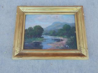 Antique Framed Landscape Oil Painting Listed Artist J Huliston W/ Gilded Frame