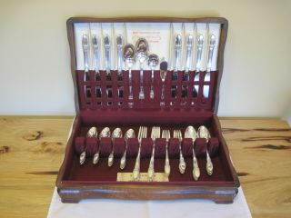 Antique 847 Rogers Bros Is First Love 52 Pc Set Service For Eight Plus Flatware