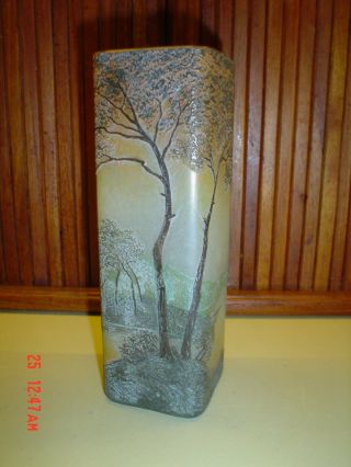 Antique Legras Scenic Landscape Lake View Cameo Art Glass Vase Signed