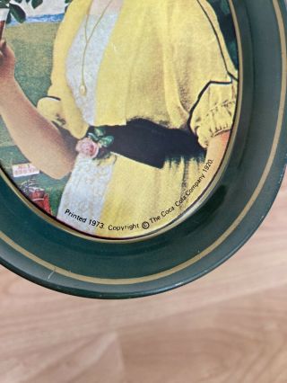 Vintage 1973 Small Oval Coca Cola Lady Tin Tip Tray 1920 Advertising Change Tray 2