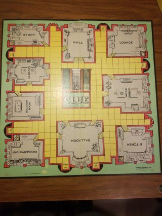 Vintage 1949 Clue Game Board only 3