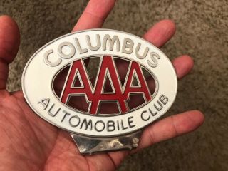 Vintage Aaa Columbus Automobile Club License Plate Topper - Freeship