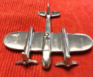 Vintage 2 Propeller Cast Aluminum Chrome Polished Art Deco Airplane