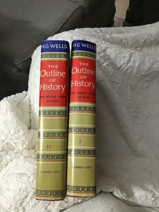 Vintage 1961 2 Volume Set The Outline Of History H.  G.  Wells I,  Ii