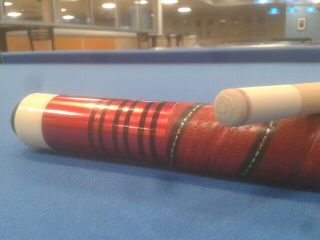 Vintage Billiards Pool Cue: Stacked Leather Wrap Brass Joint Sumo12mm Tip