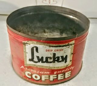 Vintage Lucky 1 Lb Coffee Can - No Lid Advertising Premium Quality Lucky Stores