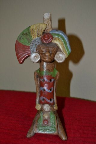 Vintage Aztec Mayan Tribal Art Clay Flute Pottery Whistle South America 10 "