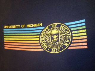 Vintage University Of Michigan T Shirt Size Large Graphic Single Stitch
