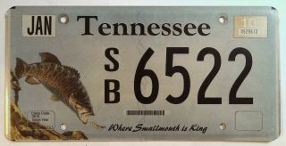 Tennessee Tn License Plate Tag Vintage 2010 Smallmouth Bass Sb 6522 Specialty L