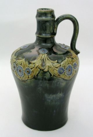 1907 Antique Royal Doulton Whiskey Jug - Art Nouveau Stoneware Pottery - Marked