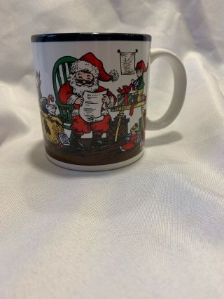 Vintage Potpourri Press Christmas Santa Elves Coffee Mug Cup Ceramic Japan