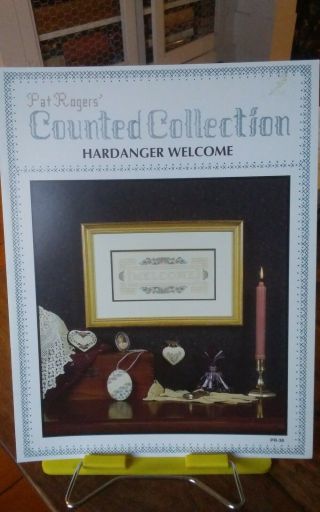 Vtg Counted Cross Stitch Chart Only Pat Rogers Hardanger Welcome