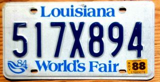 1988 Louisiana License Plate Number Tag World’s Fair - $2.  99 Start
