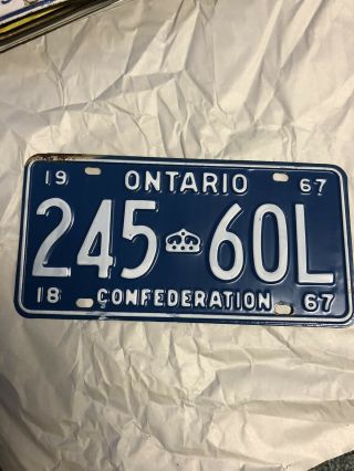 Ontario 1967 License Plate