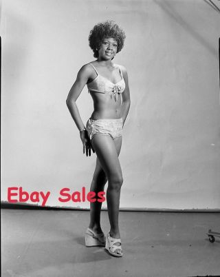 Bk O Vintage Amateur Photo Negative - Black Woman Posing - Bikini - 1950s