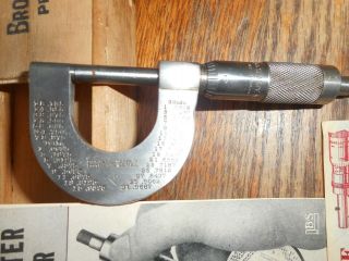 Vintage Brown & Sharpe No 20 Micrometer Caliper 0 - 1 
