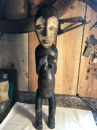 Antique Vintage Bembe Zaire Hand Carved Wooden Folk Art African Tribal Sculpture
