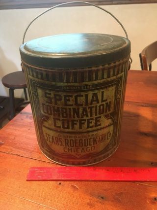 Antique Sears Roebuck And Co.  Coffee Tin With Handle