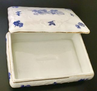 Vintage Schumann Arzberg Bavaria Germany Porcelain Blue Rose Floral Trinket Box