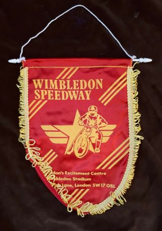 Vintage British Speedway Pennant 40.  Wimbledon.  Motorcycle/ Male/ London Sw17