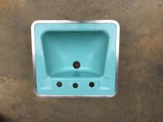Bathroom Blue Sink Vintage Drop In