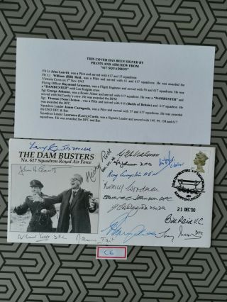 2000 Raf The Dam Busters 617 Squadron Cover Signed By Pilots & Aircrew, .