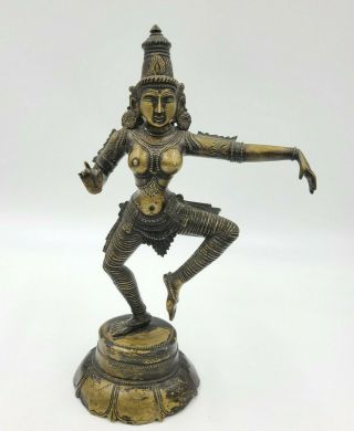 Vintage Antique Bronze/brass Dancing Hindu Indian Devi / Goddess Statue 10 "