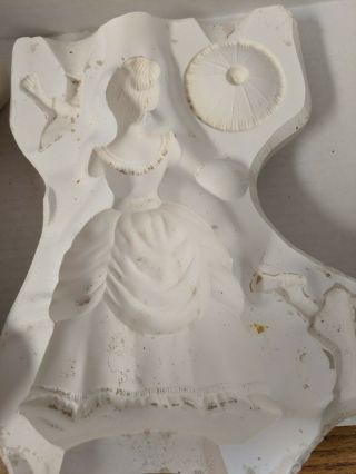 Vtg Mike ' s Slip Casting Ceramic Mold Lady In Dress With Parasol Figurine. 2