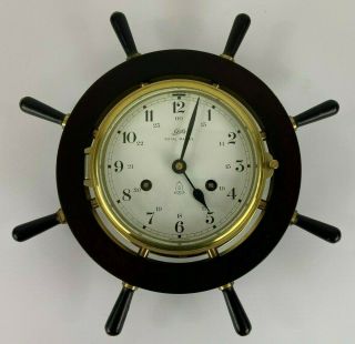 Vintage Schatz Royal Marine German 8 Day Ship Wheel Clock Maritime Parts/repair