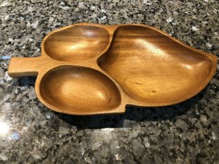 Vintage Monkey Pod Wood Leaf Shaped Serving Tray - Made In Philippines No.  1/ 140