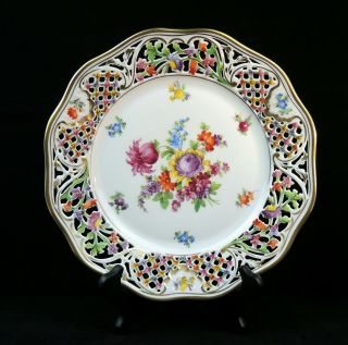 Schumann Bavaria Chateau Dresden Reticulated Plate Germany Us Zone Vintage Euc