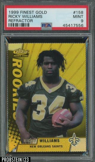 1999 Finest Gold Refractor 158 Ricky Williams Saints Rc Rookie /100 Psa 9