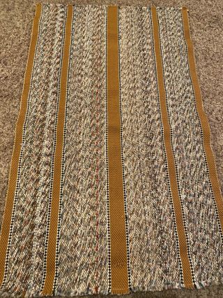 Vintage Woven Floor Mat Multi Color Gold Stripe