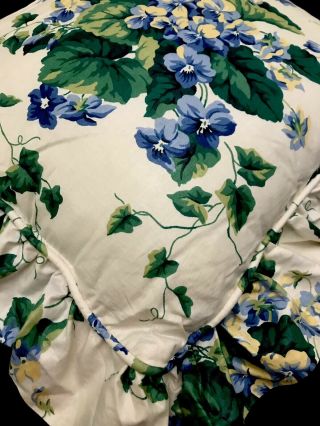 Vintage Waverly Home Fashions Ruffle Floral Accent Pillow Blue & Cream Guc