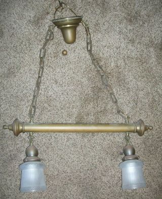 Antique Brass Hanging Ceiling Light Double Shade Fixture