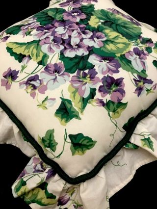 Vintage Waverly Home Fashions Ruffle Floral Accent Pillow Purple & Cream Guc 17”