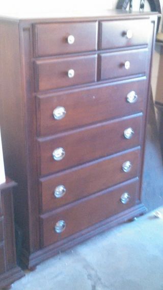58 " Inch Tall Mahogany Wood Bedroom High Chest Antique Style Dresser Six Drawers