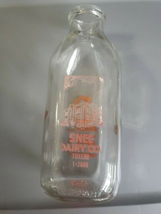Vintage Snee Dairy Brentwood Pa Milk Btl Farmer Kid Tuxedo 1 - 2800 Chocolate Milk