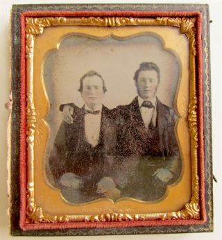Ambrotype Photo Antique 19th Century Civil War Era Men Couple Gay Interest