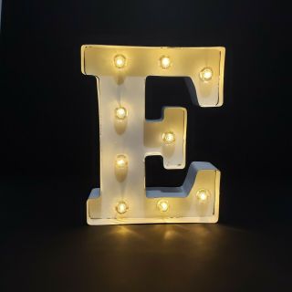 White Metal Marquee Letter - E,  Lighted,  Vintage Style,  9.  875 Inches By Darice
