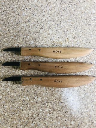 (3) Vintage Butz Wood Carving Knives - Made In Germany Guc