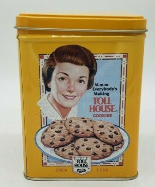 Nestle Toll House Yellow Cookie Tin Vintage Recipe With Retro Graphics