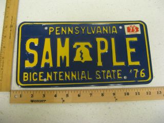 1975 75 1976 76 Pennsylvania Pa Penna Sample License Plate Sam - Ple