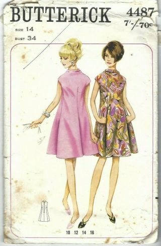Butterick Sewing Pattern 4487,  Vintage 1960 